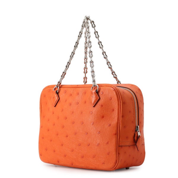 エルメス ハンドバッグ プリュム ミニ タンジェリン/シルバー金具 オーストリッチ W刻印 HERMES バッグ