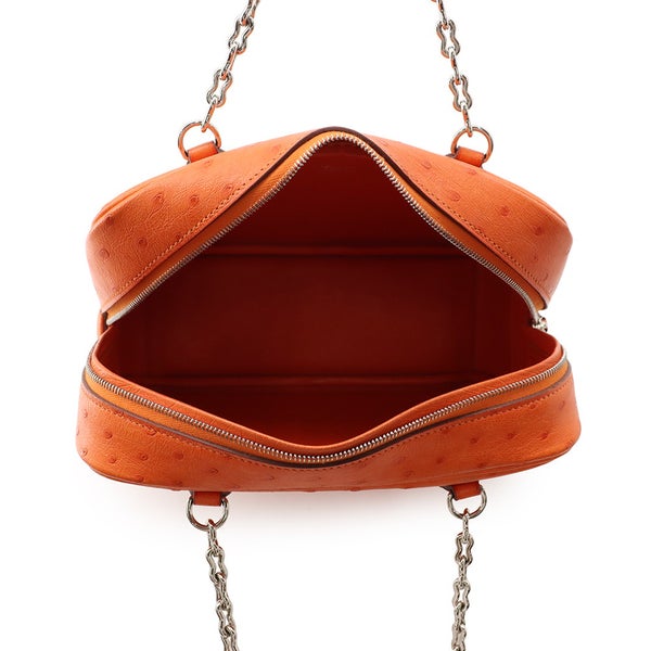 エルメス ハンドバッグ プリュム ミニ タンジェリン/シルバー金具 オーストリッチ W刻印 HERMES バッグ