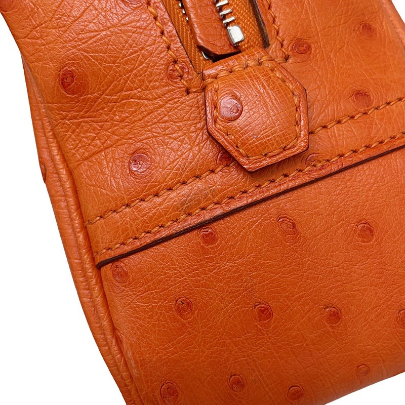 エルメス ハンドバッグ プリュム ミニ タンジェリン/シルバー金具 オーストリッチ W刻印 HERMES バッグ