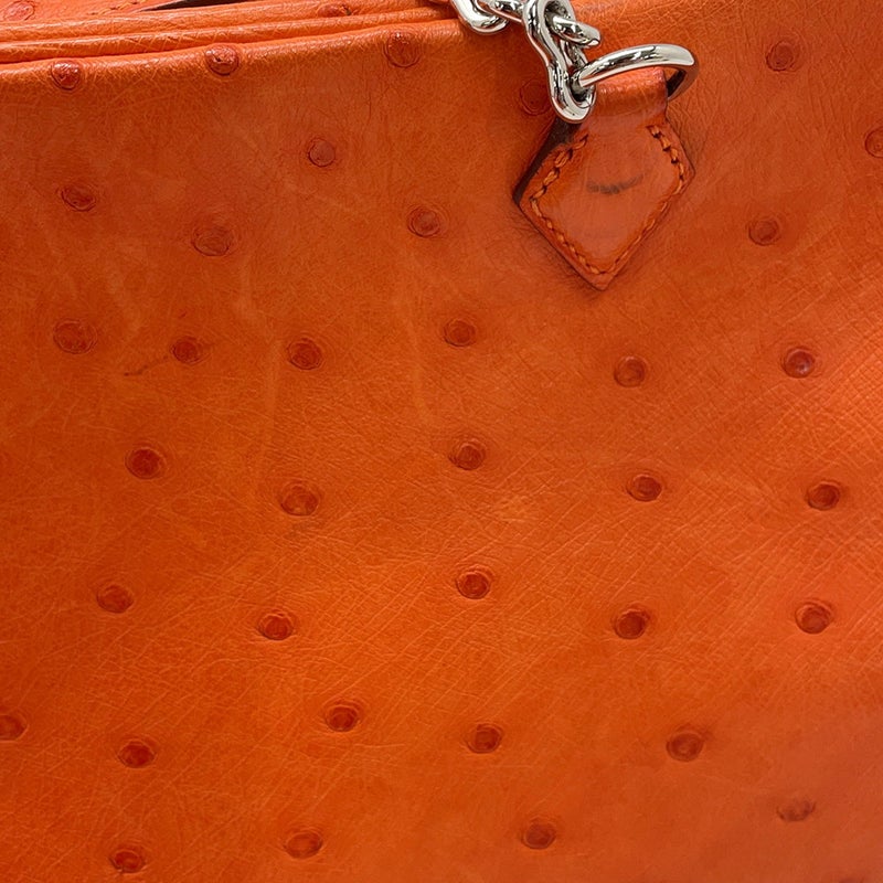 エルメス ハンドバッグ プリュム ミニ タンジェリン/シルバー金具 オーストリッチ W刻印 HERMES バッグ