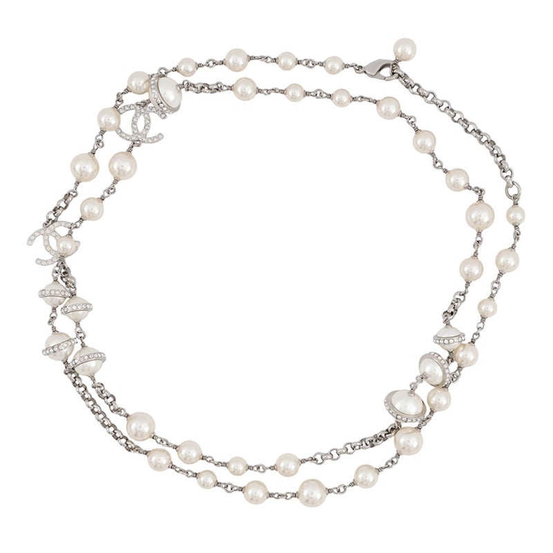 シャネル ネックレス ココマーク フェイクパール ラインストーン A17 K CHANEL ロングネックレス