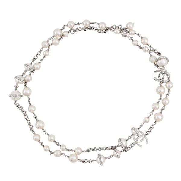シャネル ネックレス ココマーク フェイクパール ラインストーン A17 K CHANEL ロングネックレス