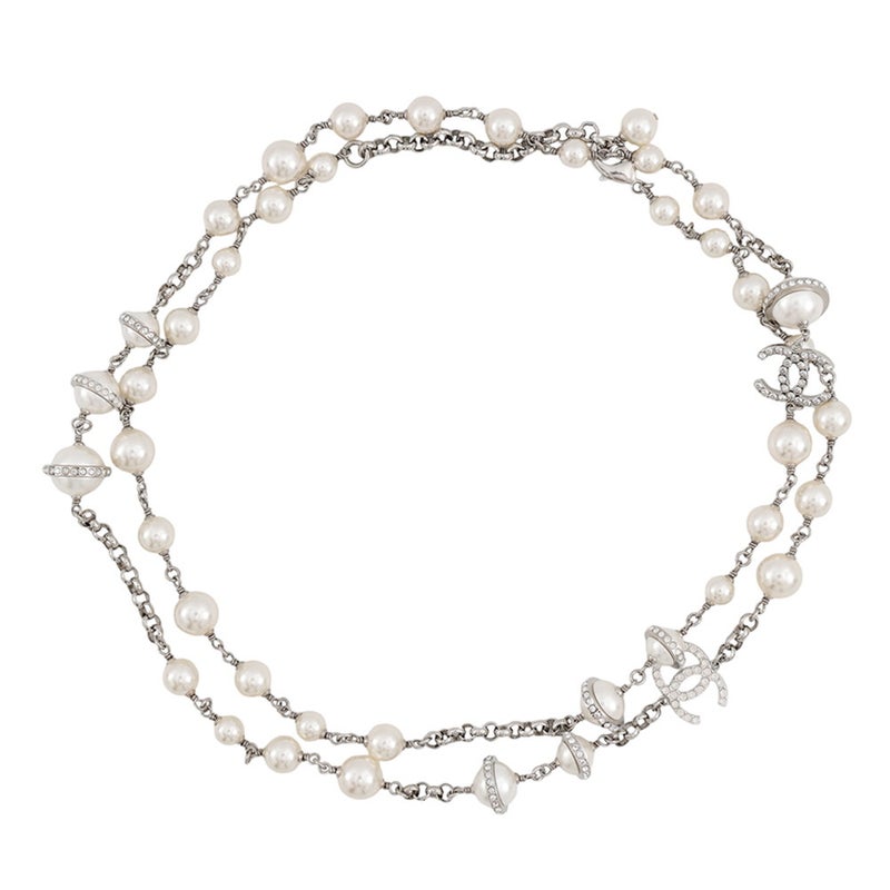 シャネル ネックレス ココマーク フェイクパール ラインストーン A17 K CHANEL ロングネックレス