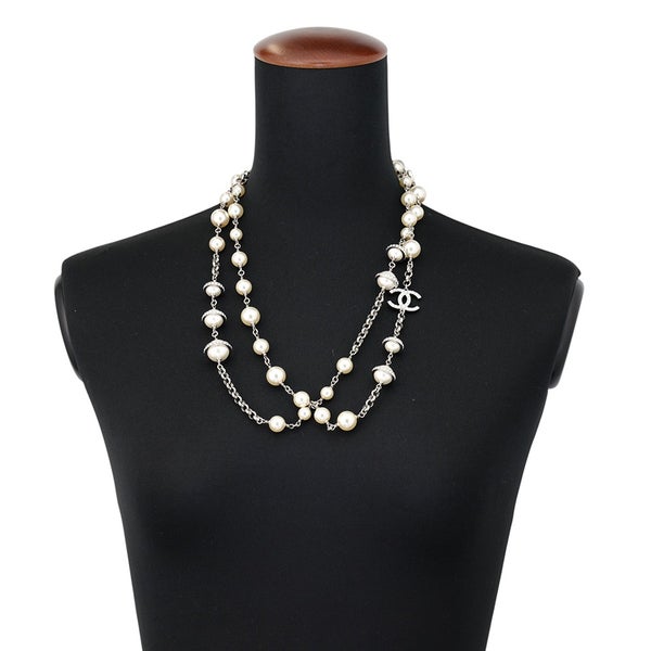 シャネル ネックレス ココマーク フェイクパール ラインストーン A17 K CHANEL ロングネックレス