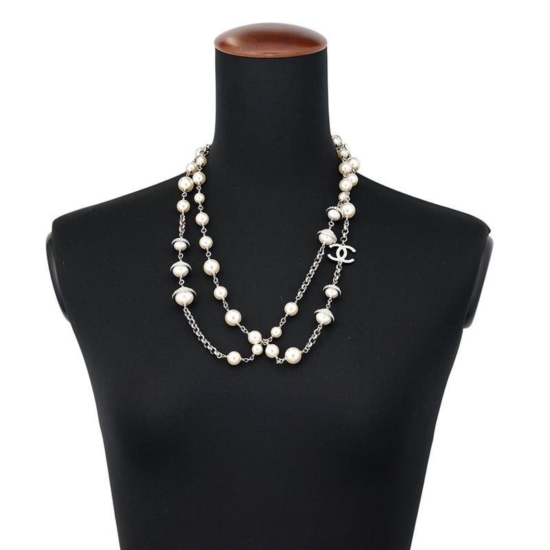 シャネル ネックレス ココマーク フェイクパール ラインストーン A17 K CHANEL ロングネックレス