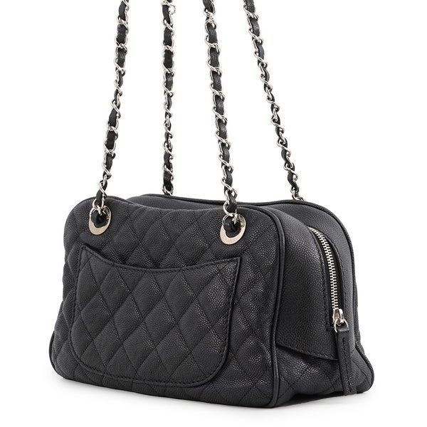 シャネル チェーンショルダーバッグ マトラッセ ココマーク キャビアスキン CHANEL 黒