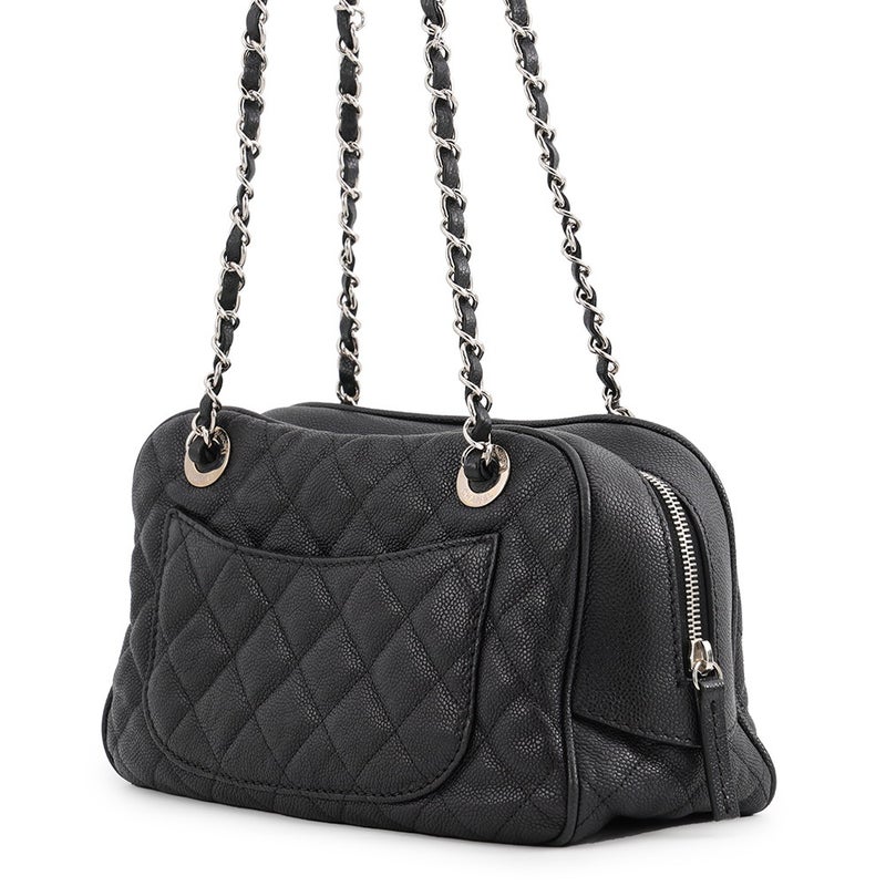 シャネル チェーンショルダーバッグ マトラッセ ココマーク キャビアスキン CHANEL 黒