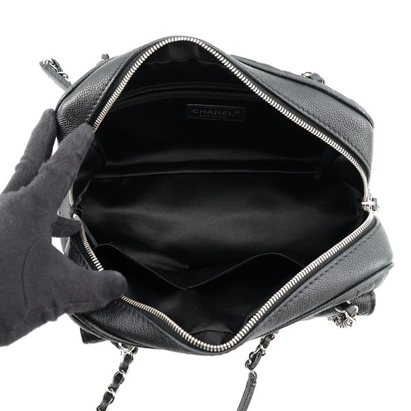 シャネル チェーンショルダーバッグ マトラッセ ココマーク キャビアスキン CHANEL 黒