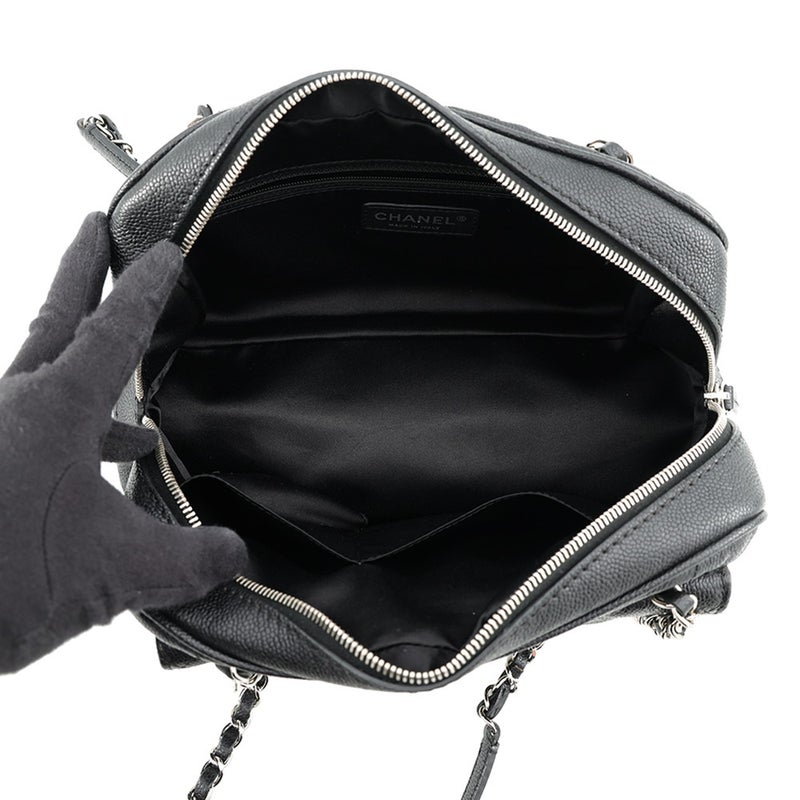 シャネル チェーンショルダーバッグ マトラッセ ココマーク キャビアスキン CHANEL 黒