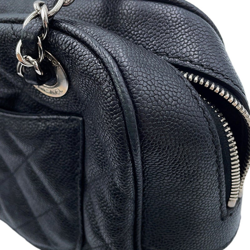 シャネル チェーンショルダーバッグ マトラッセ ココマーク キャビアスキン CHANEL 黒