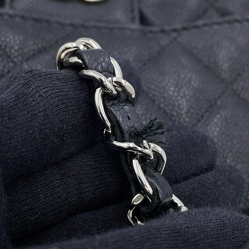 シャネル チェーンショルダーバッグ マトラッセ ココマーク キャビアスキン CHANEL 黒