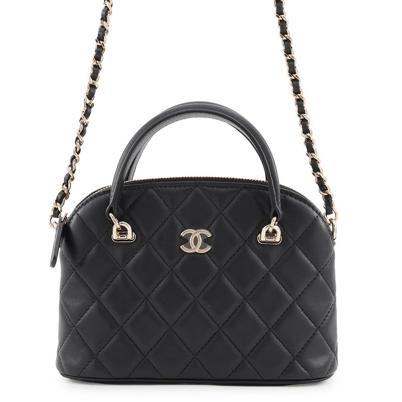 シャネル チェーンショルダーバッグ マトラッセ ココマーク チェーン クラッチ ラムスキン AP5070 CHANEL 黒 2way