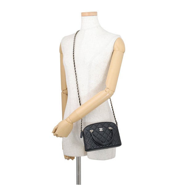 シャネル チェーンショルダーバッグ マトラッセ ココマーク チェーン クラッチ ラムスキン AP5070 CHANEL 黒 2way