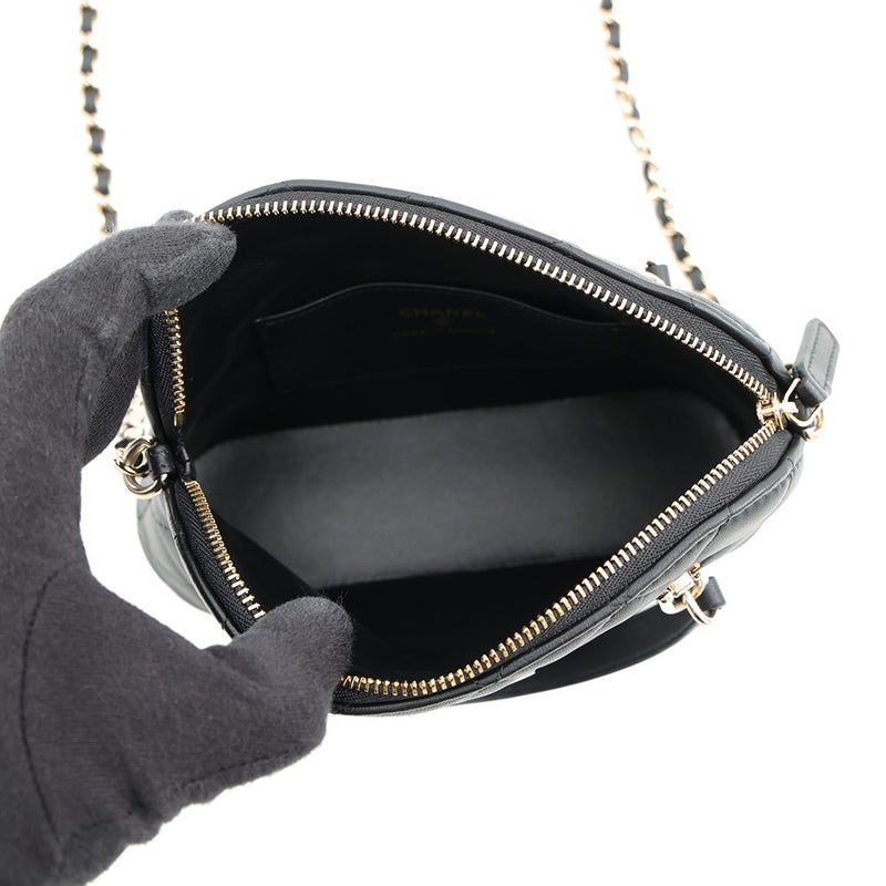 シャネル チェーンショルダーバッグ マトラッセ ココマーク チェーン クラッチ ラムスキン AP5070 CHANEL 黒 2way
