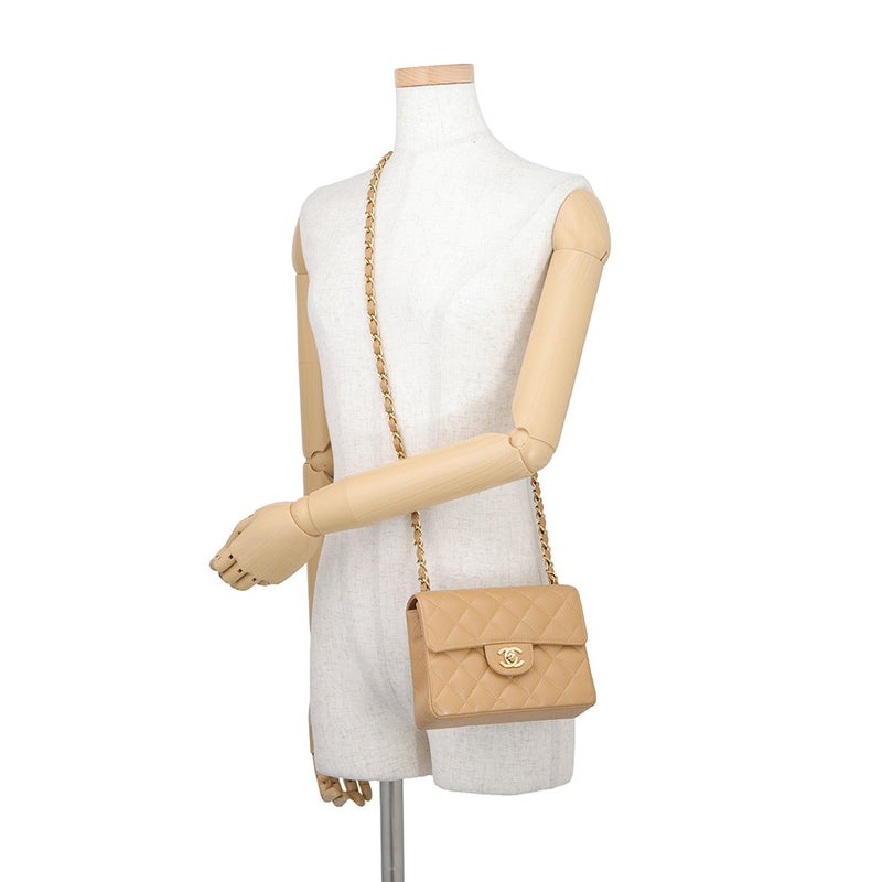 シャネル チェーンショルダーバッグ ミニ マトラッセ ココマーク シングルチェーン キャビアスキン A01115 CHANEL ミニマト