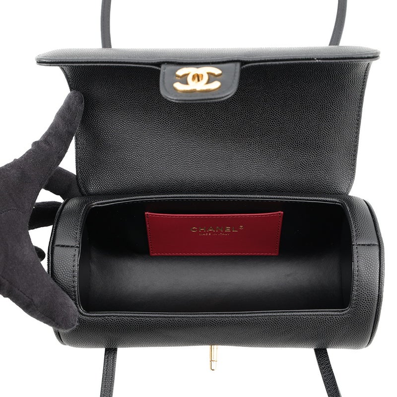 シャネル ショルダーバッグ ココマーク スモール ボーリングバッグ キャビアスキン AS6143 CHANEL 黒