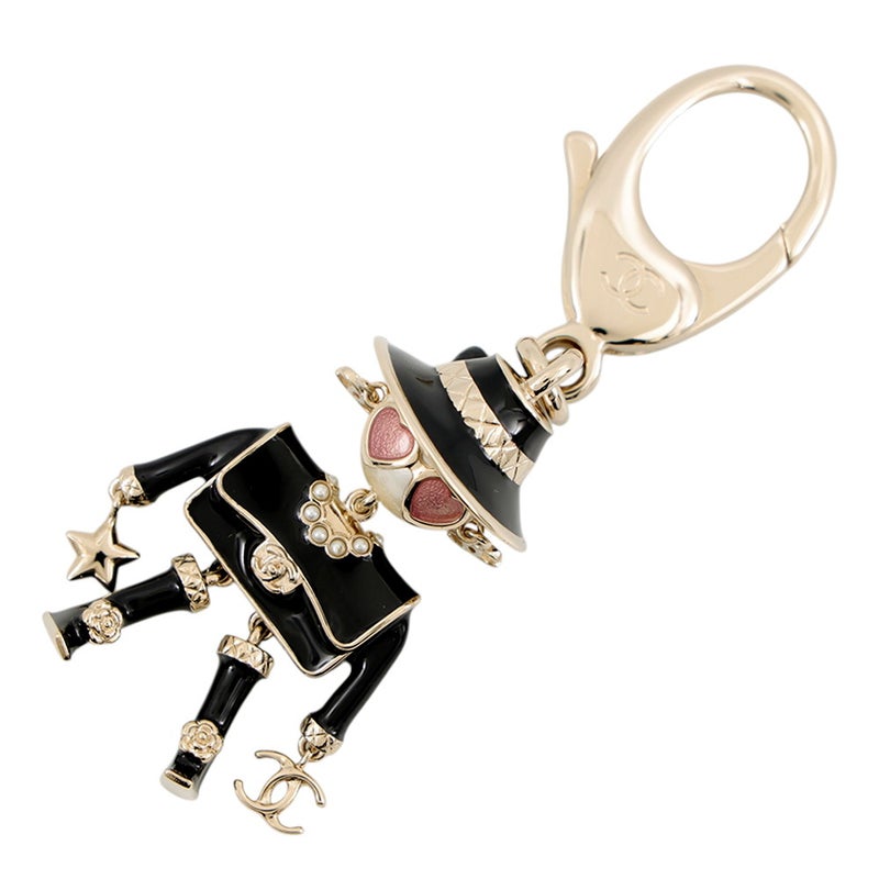 シャネル キーホルダー マドモアゼル ガブリエル フェイクパール メタル B25B ABG014 CHANEL チャーム 黒