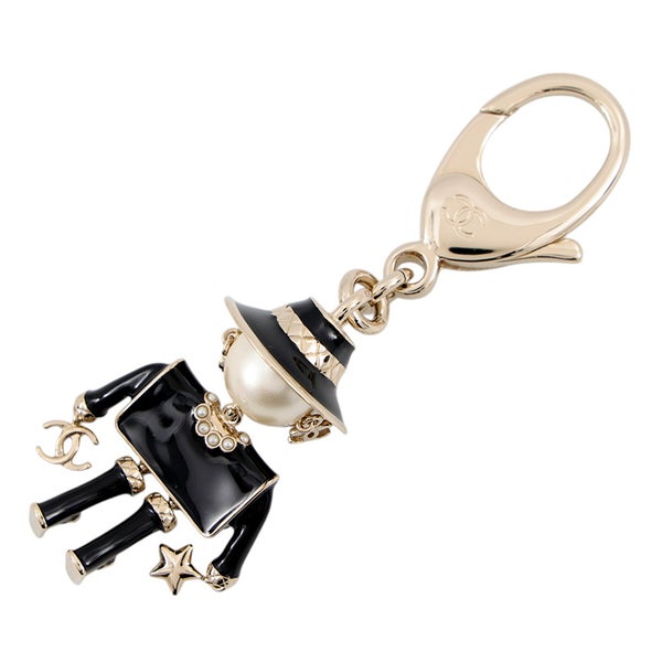 シャネル キーホルダー マドモアゼル ガブリエル フェイクパール メタル B25B ABG014 CHANEL チャーム 黒