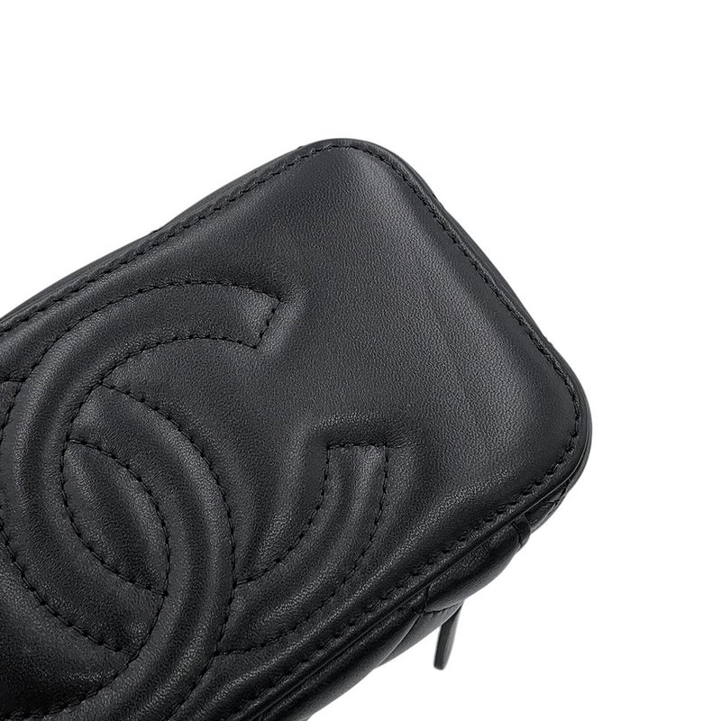 シャネル チェーンショルダーバッグ マトラッセ ココマーク ココボール バニティバッグ ラムスキン AP2303 CHANEL 黒