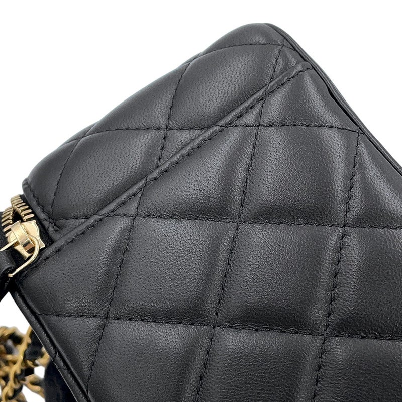 シャネル チェーンショルダーバッグ マトラッセ ココマーク ココボール バニティバッグ ラムスキン AP2303 CHANEL 黒