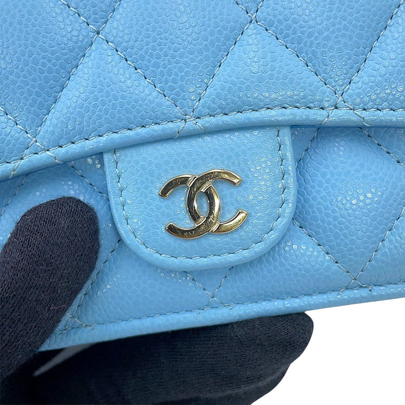 シャネル 三つ折り財布 マトラッセ ココマーク クラシック スモール フラップ ウォレット キャビアスキン AP0230 CHANEL
