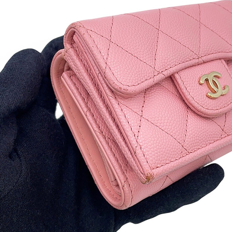 シャネル 三つ折り財布 マトラッセ ココマーク クラシック スモール フラップ ウォレット キャビアスキン AP0230 CHANEL