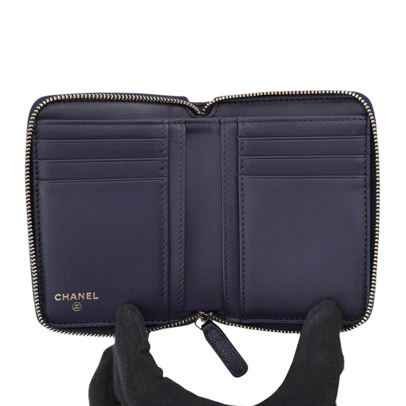 シャネル 二つ折り財布 マトラッセ ココマーク スモールウォレット キャビアスキン AP4652 CHANEL