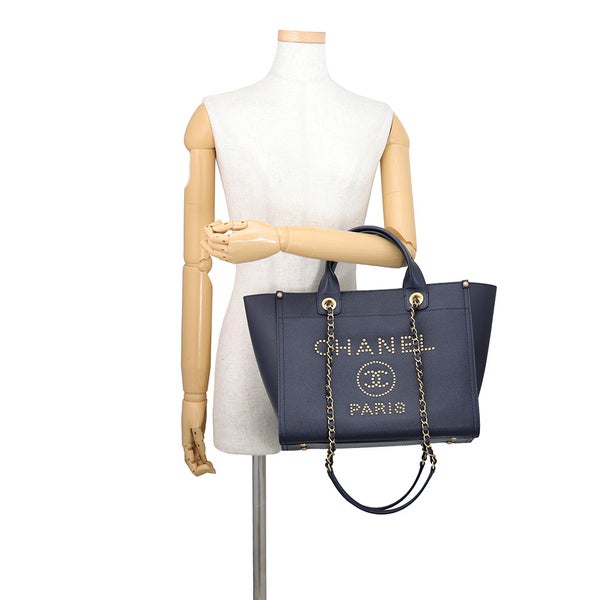 シャネル トートバッグ ドーヴィル ショッピングバッグ ココマーク スタッズ キャビアスキン A57069 CHANEL 2way