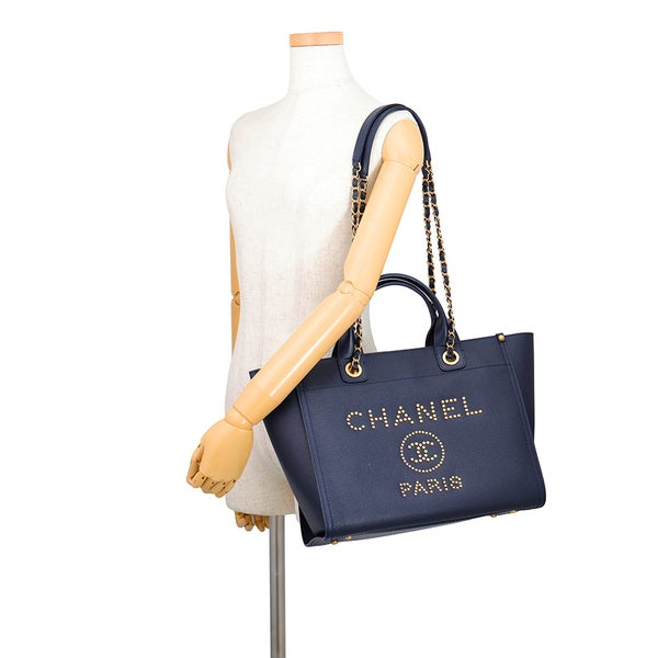 シャネル トートバッグ ドーヴィル ショッピングバッグ ココマーク スタッズ キャビアスキン A57069 CHANEL 2way