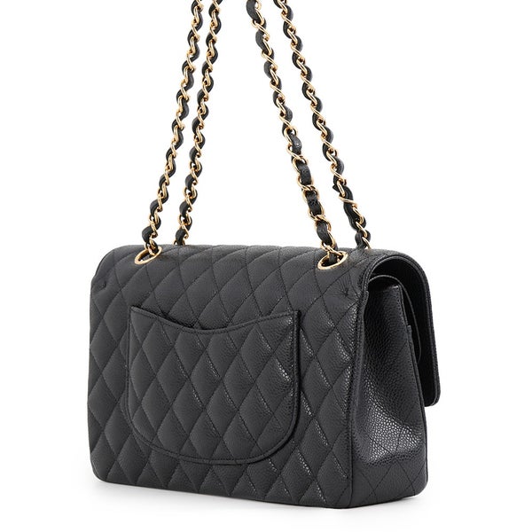 シャネル チェーンショルダーバッグ マトラッセ25 ココマーク ダブルチェーン キャビアスキン A01112 CHANEL 黒