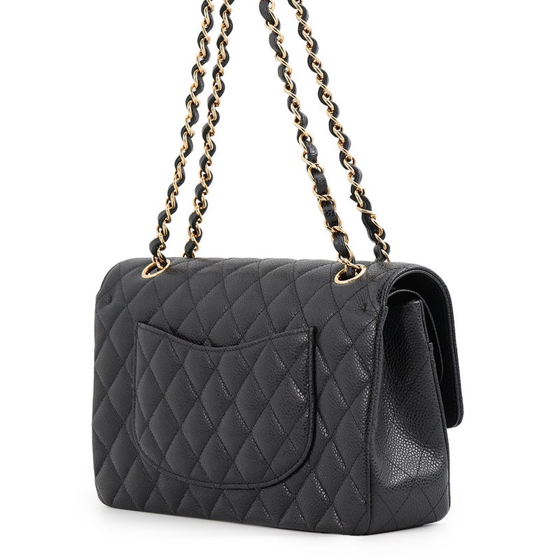 シャネル チェーンショルダーバッグ マトラッセ25 ココマーク ダブルチェーン キャビアスキン A01112 CHANEL 黒