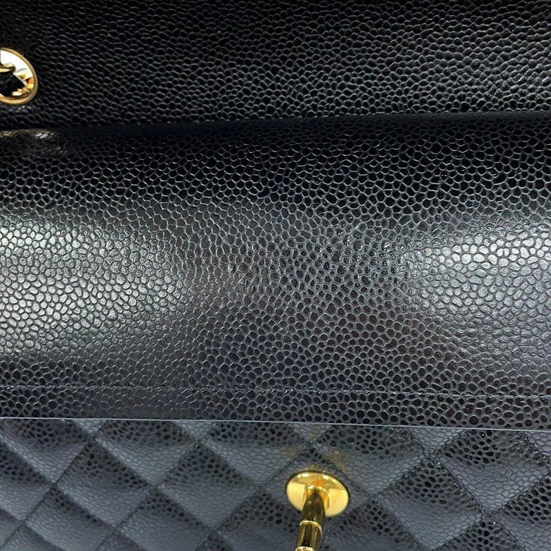 シャネル チェーンショルダーバッグ マトラッセ25 ココマーク ダブルチェーン キャビアスキン A01112 CHANEL 黒