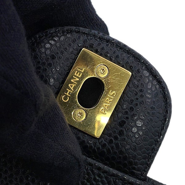 シャネル チェーンショルダーバッグ マトラッセ25 ココマーク ダブルチェーン キャビアスキン A01112 CHANEL 黒