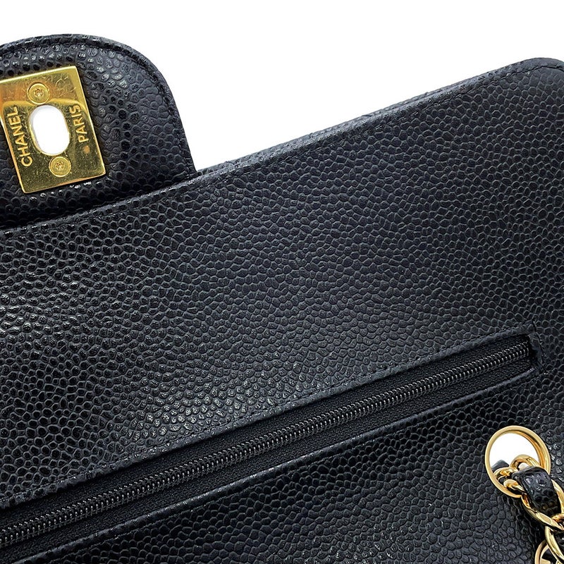 シャネル チェーンショルダーバッグ マトラッセ25 ココマーク ダブルチェーン キャビアスキン A01112 CHANEL 黒