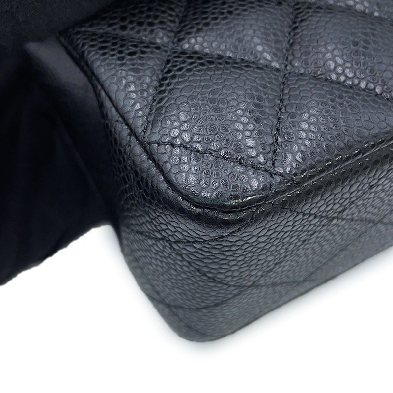 シャネル チェーンショルダーバッグ マトラッセ25 ココマーク ダブルチェーン キャビアスキン A01112 CHANEL 黒