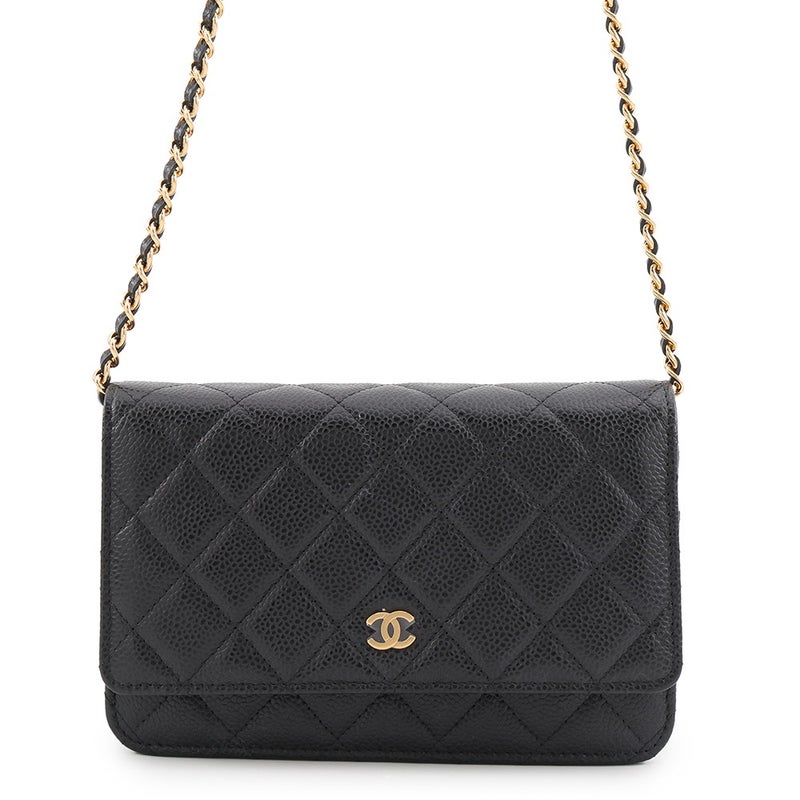 シャネル チェーンウォレット クラシック マトラッセ ココマーク キャビアスキン AP0250 CHANEL 財布 黒