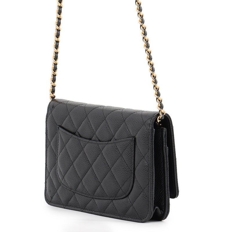 シャネル チェーンウォレット クラシック マトラッセ ココマーク キャビアスキン AP0250 CHANEL 財布 黒