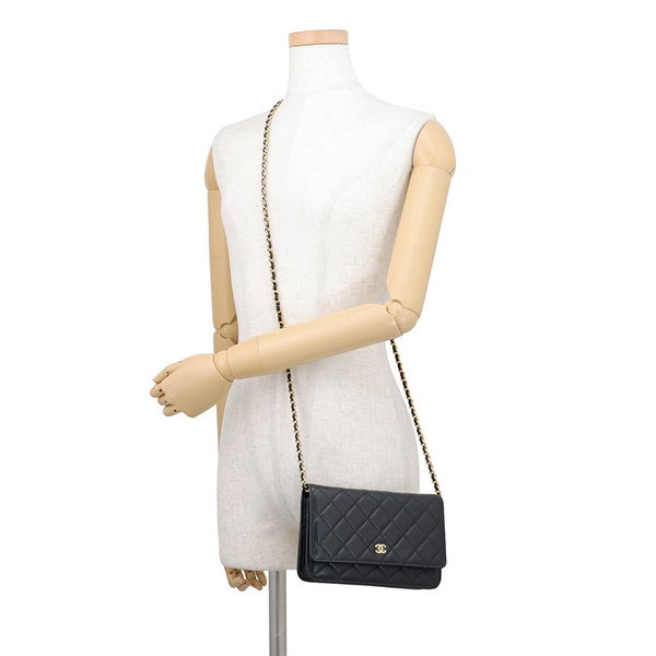 シャネル チェーンウォレット クラシック マトラッセ ココマーク キャビアスキン AP0250 CHANEL 財布 黒