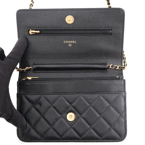 シャネル チェーンウォレット クラシック マトラッセ ココマーク キャビアスキン AP0250 CHANEL 財布 黒