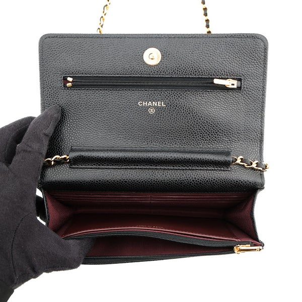 シャネル チェーンウォレット クラシック マトラッセ ココマーク キャビアスキン AP0250 CHANEL 財布 黒