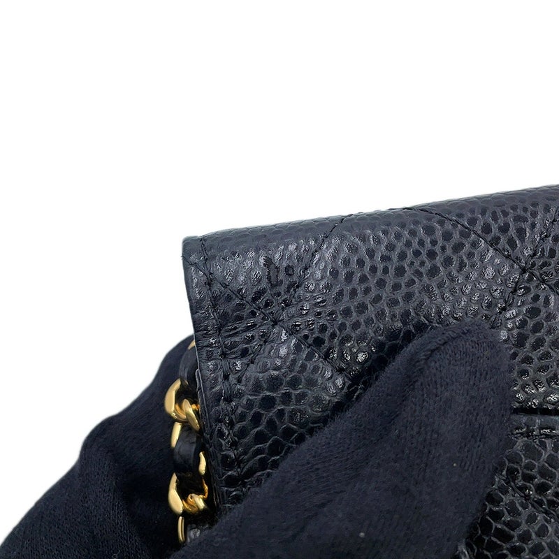 シャネル チェーンウォレット クラシック マトラッセ ココマーク キャビアスキン AP0250 CHANEL 財布 黒