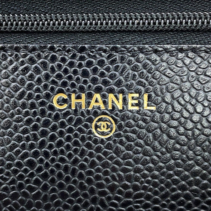 シャネル チェーンウォレット クラシック マトラッセ ココマーク キャビアスキン AP0250 CHANEL 財布 黒