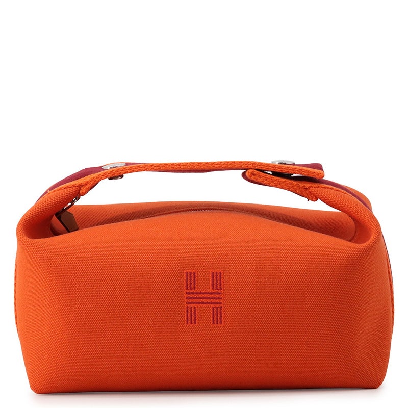 エルメス ポーチ ブリッド・ア・ブラックPM オランジュ・フー/シルバー金具 キャンバス HERMES バッグ 小物入れ