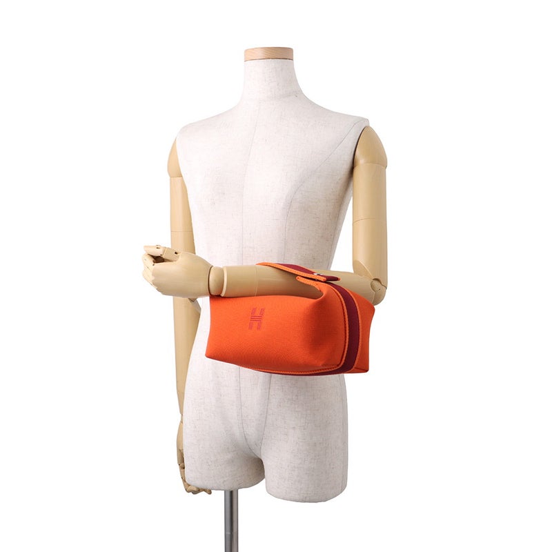 エルメス ポーチ ブリッド・ア・ブラックPM オランジュ・フー/シルバー金具 キャンバス HERMES バッグ 小物入れ