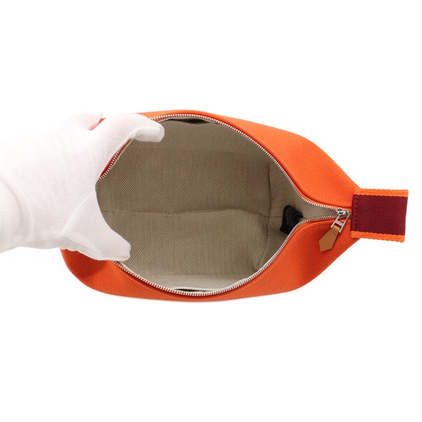 エルメス ポーチ ブリッド・ア・ブラックPM オランジュ・フー/シルバー金具 キャンバス HERMES バッグ 小物入れ