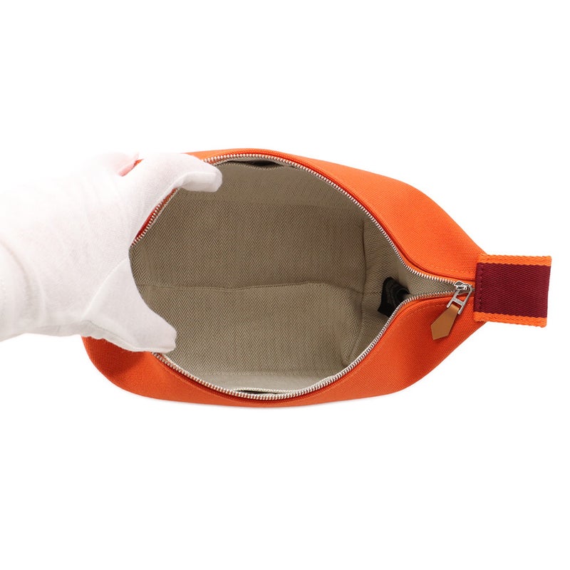 エルメス ポーチ ブリッド・ア・ブラックPM オランジュ・フー/シルバー金具 キャンバス HERMES バッグ 小物入れ