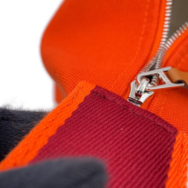 エルメス ポーチ ブリッド・ア・ブラックPM オランジュ・フー/シルバー金具 キャンバス HERMES バッグ 小物入れ