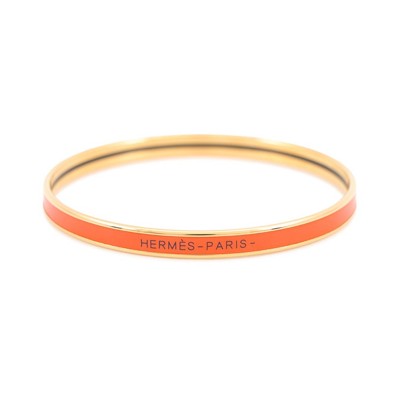 エルメス バングル エナメルブレスレット ユニ オレンジ/ゴールド金具 HERMES アクセサリー