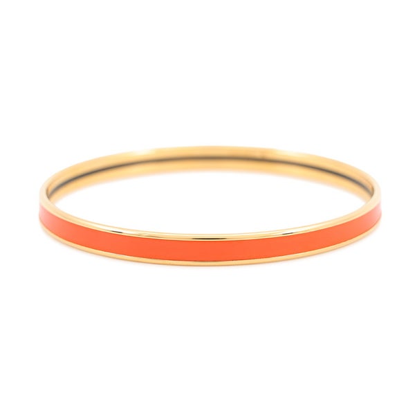 エルメス バングル エナメルブレスレット ユニ オレンジ/ゴールド金具 HERMES アクセサリー