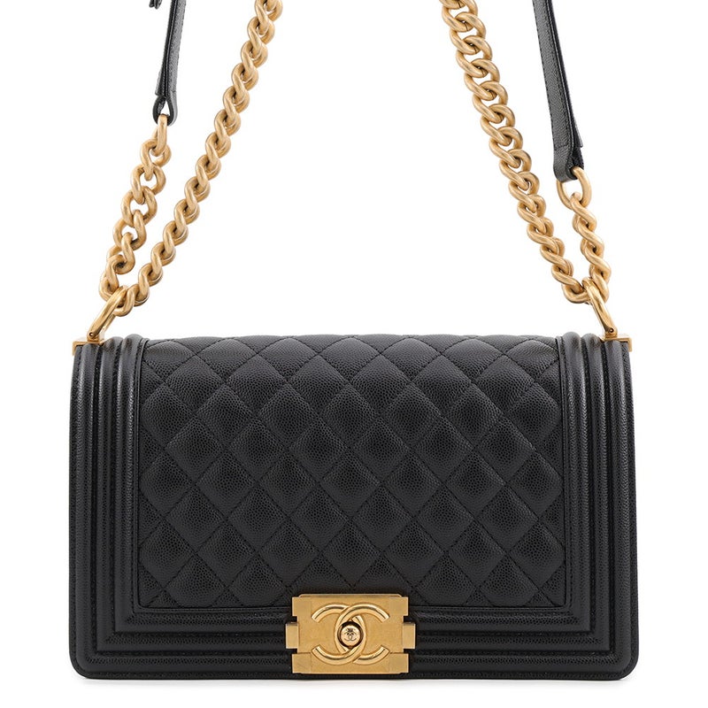 シャネル チェーンショルダーバッグ ココマーク ボーイシャネル キャビアスキン A67086 CHANEL 黒